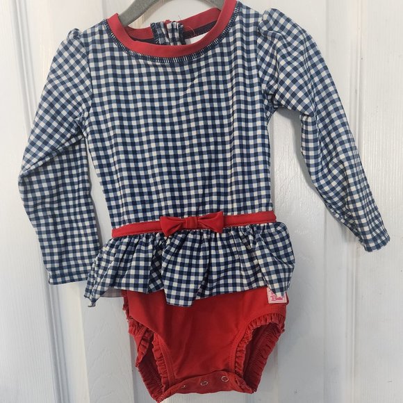 Ruffle Butts Peplum Red White and Blue 2t Swimsuit - Picture 1 of 3